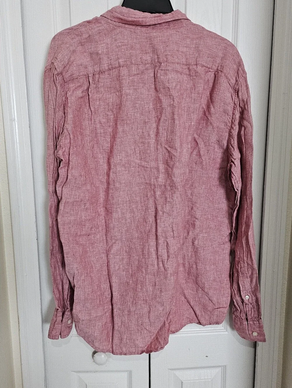 J.Crew Linen Shirt Men's XL Slim Fit Pink Button Front Long Sleeve 100% Linen.